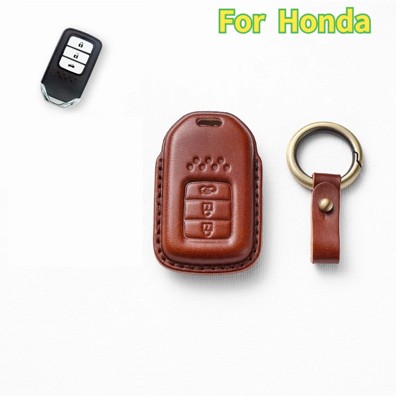 

New Leather Full Cover Remote Key Case For Honda Civic City Vezel Accord HR-V CRV Polit Jazz Jade Crider Odyssey Key Protector