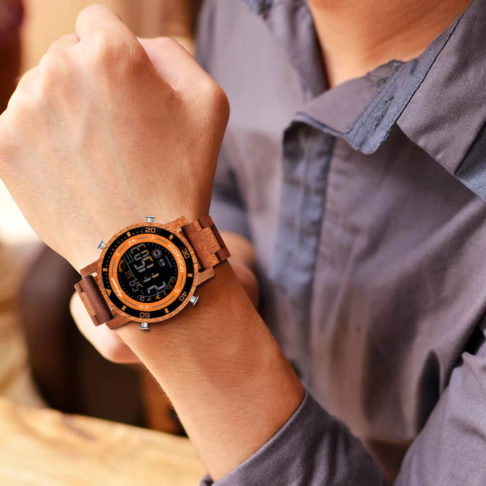 Новинка 2020 модные мужские часы с деревянным ремешком от лучшего бренда