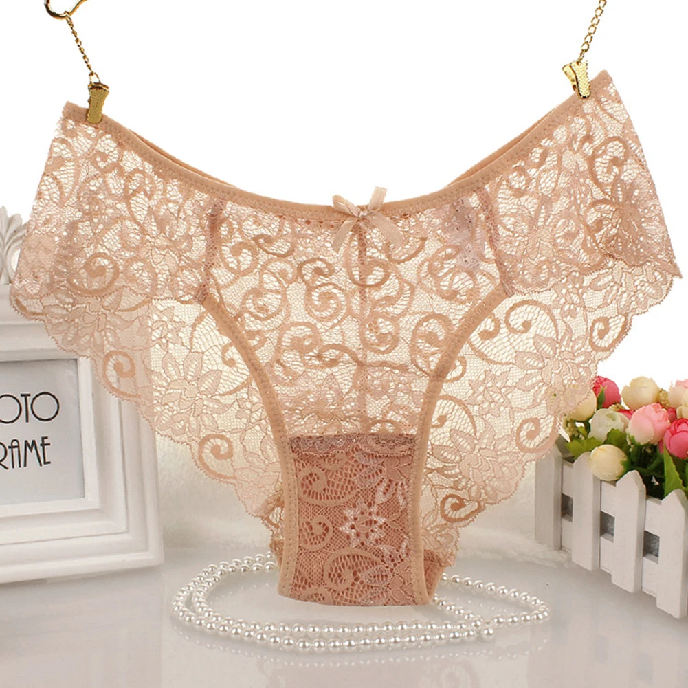 Сексуальные женские Однотонные трусы большого размера кружевные Эротические