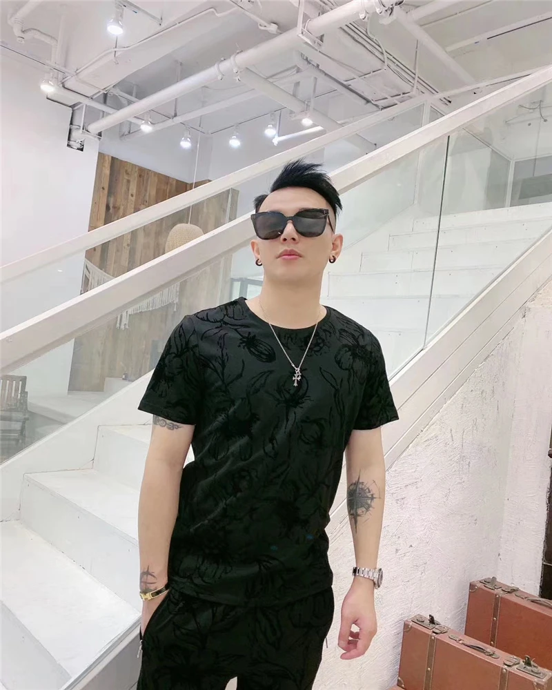 

2021 high-quality fashion 2-piece short-sleeved T-shirt+sweatpants slim sportswear for men and women