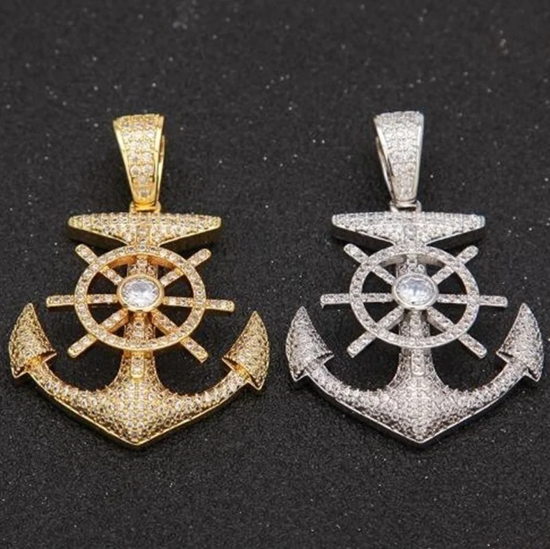 Модный Крест руль якорь позолоченная навигация Религиозная ожерелье в стиле