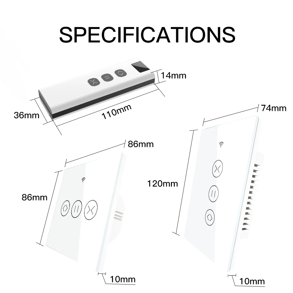 US EU WiFi RF433 Smart Touch Curtain Roller Blinds Motor Switch Tuya Life App Remote Control Works with Alexa Google Home | Обустройство