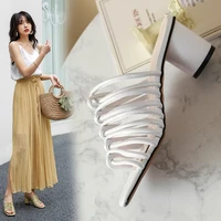 romantic crystal and candy color 2020 summer new thick high heeled muller sandals women wear slippers z678