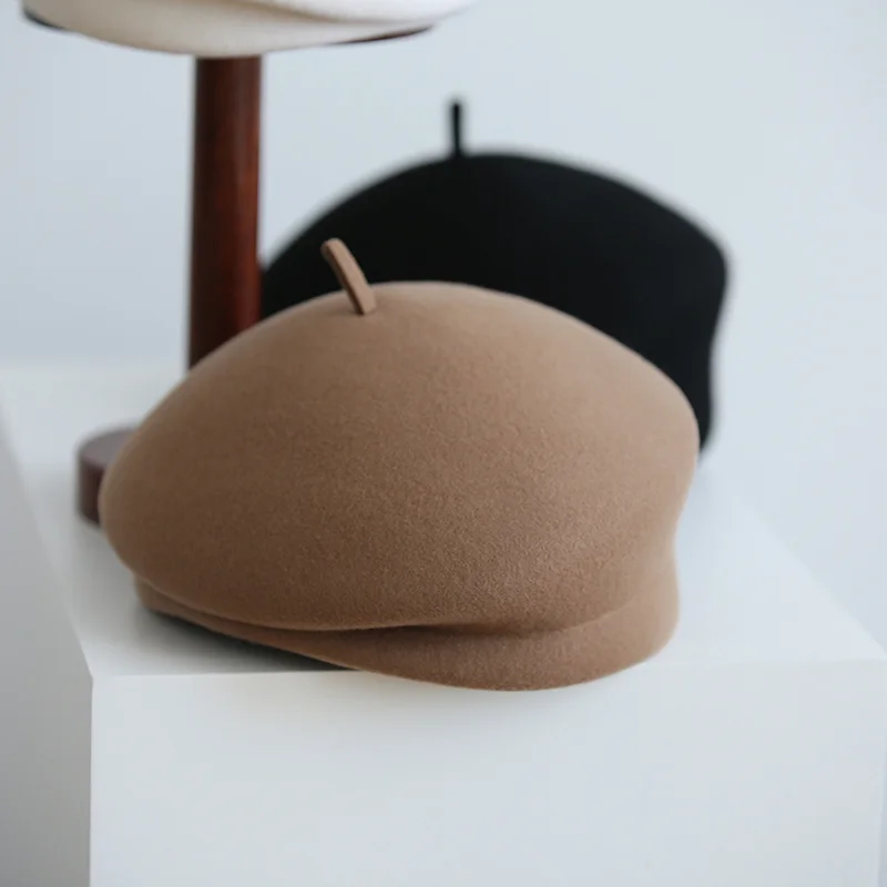 

100% Австралийский шерстяной берет в стиле Хепберн, милая шляпа художника для девочек, Женская фетровая шляпа «Колокол»