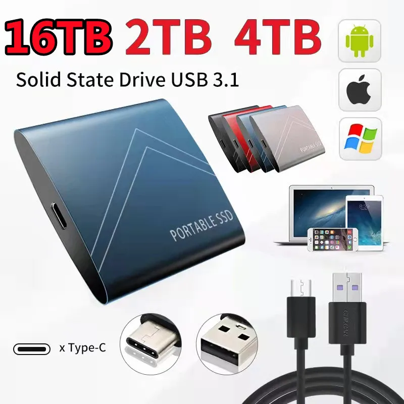 ssd mobile solid state drive 16tb 8t 12t storage device hard drive computer portable usb 3 0 mobile hard drives solid state disk free global shipping