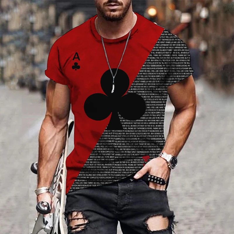 

New summer t shirt Plum blossom A poker Print Men's T-Shirt Fashion Retro Fashion Male Casual Streetwear Oversieze T-shirt