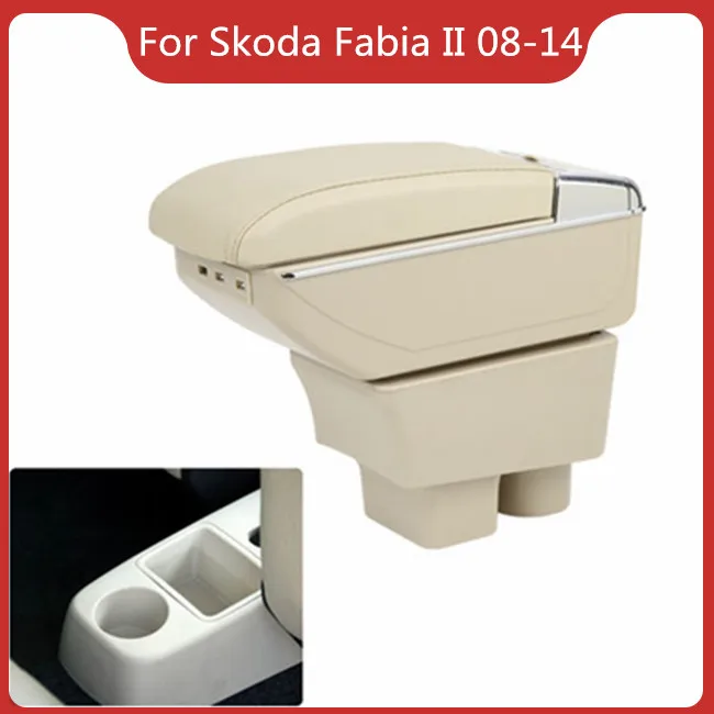 

CAR ARMREST FOR SKODA FABIA MK2 II 2008-2014 Car Accessories Console Box Center Arm Rest With Cup Holder Ashtray Storage Box