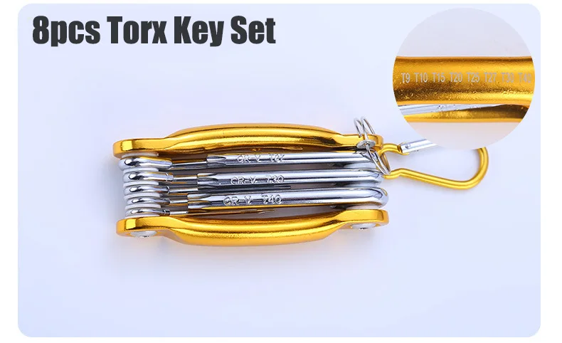 AUBON 8 в 1 складной Шестигранник/складной Torx набор ключей с алюминиевой ручкой метрический шестигранный ключ Отвертка набор гаечных ключей