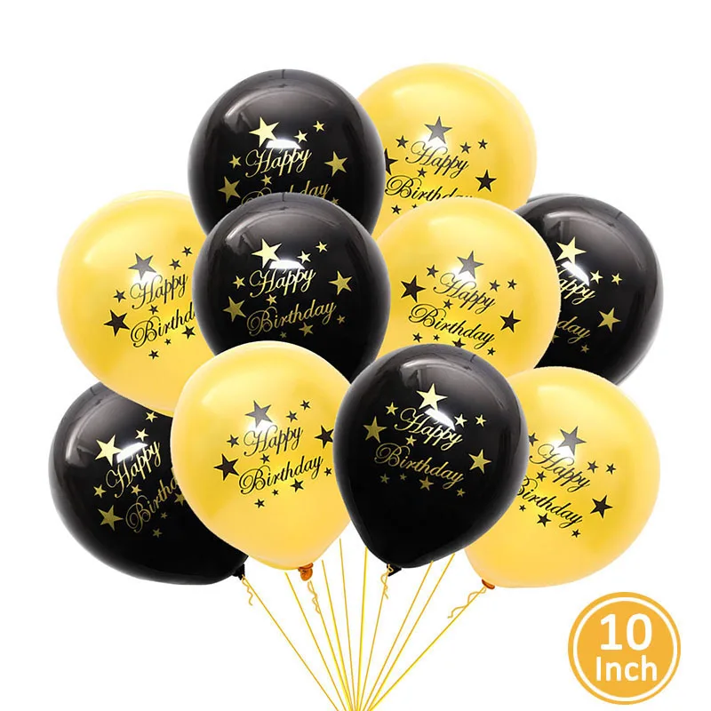 birthday 20 шт. 10 дюймов золотой черный с днем рождения гелиевый воздух латексные воздушные шары 30 40 50 60 лет взрослые вечерние украшения баллон 30th 50th - Цвет: birthday