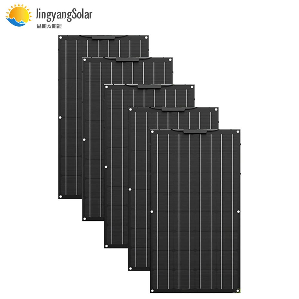 

High efficiency ALL BLACK solar panel 100W 18V ETFE monocrystalline cell semi flexible solar panel