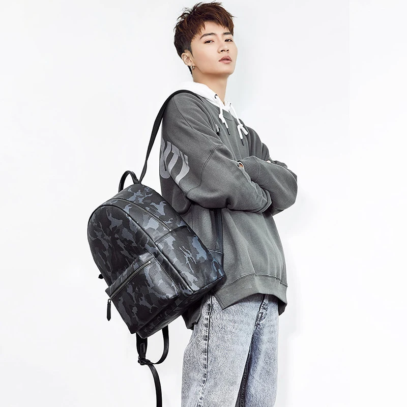 VLLICON/кожаный модный камуфляжный рюкзак дорожная сумка для хранения 14 дюймов