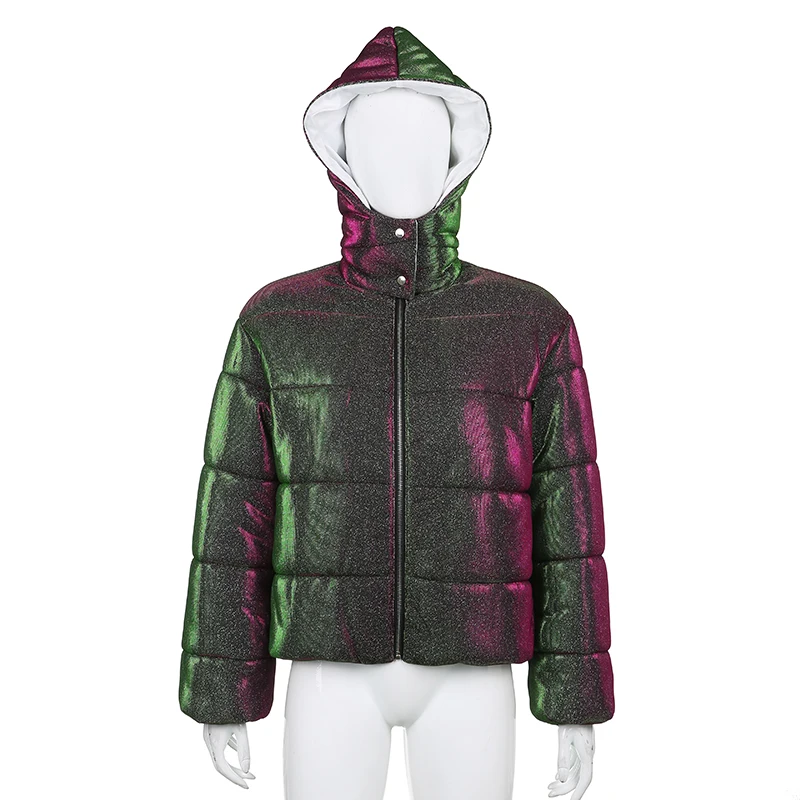 

Jane Deiune 2020 New Winter Women's Thick Glitter Sequins Fashion Parka Coat Elegant Warm Puffer Jacket Outwear Glowing Quilted