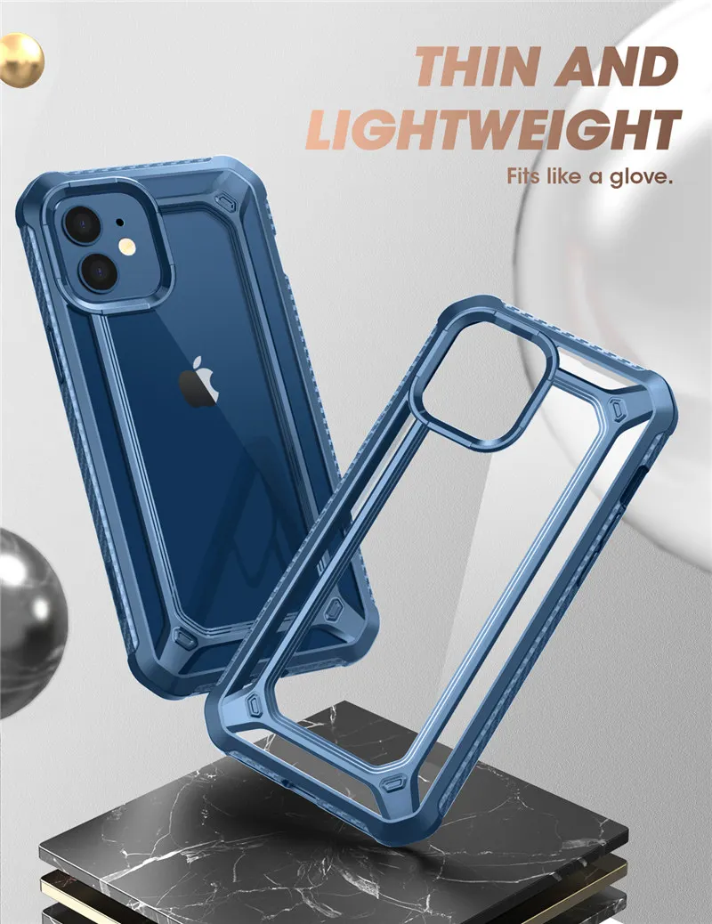 For iPhone 12 Case/12 Pro Case 6.1" (2020) SUPCASE UB EXO Series Premium Hybrid Protective Clear PC + TPU Bumper Case Back Cover pela cases