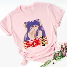 Футболка с японским аниме Ranma 12 Urusei yatсура женские футболки Rumiko Takahashi розовая футболка женский летний топ Женская футболка