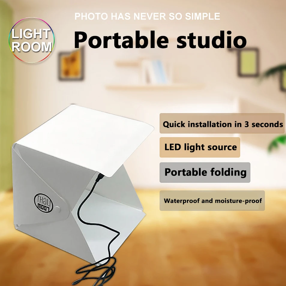 Mini Folding Lightbox Photography Photo Studio Portable Softbox 2 Panel LED Light Shooting Tent Box Kit for DSLR Camera | Электроника