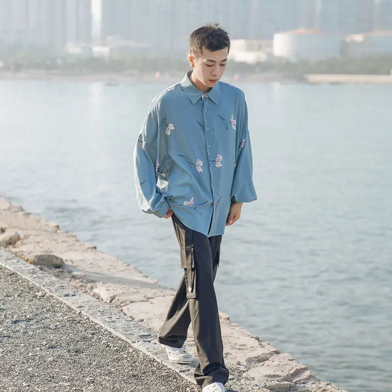 Новинка 2020 модная брендовая мужская рубашка с длинным рукавом Корейская версия