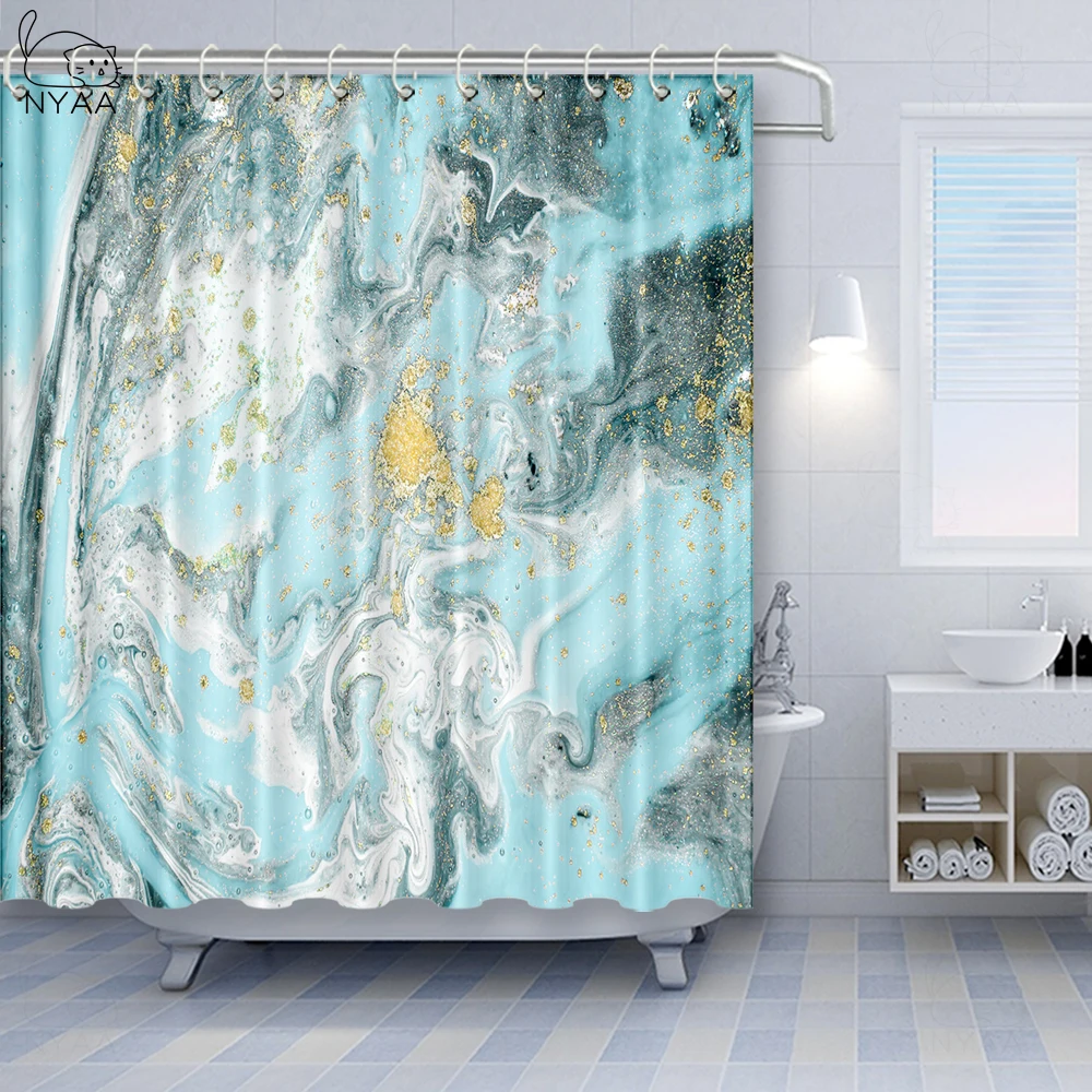 

Green Marble Patterned Texture Background Shower Curtains Waterproof Custom Bathroom Curtain Fabric For Kids Bathtub Decor