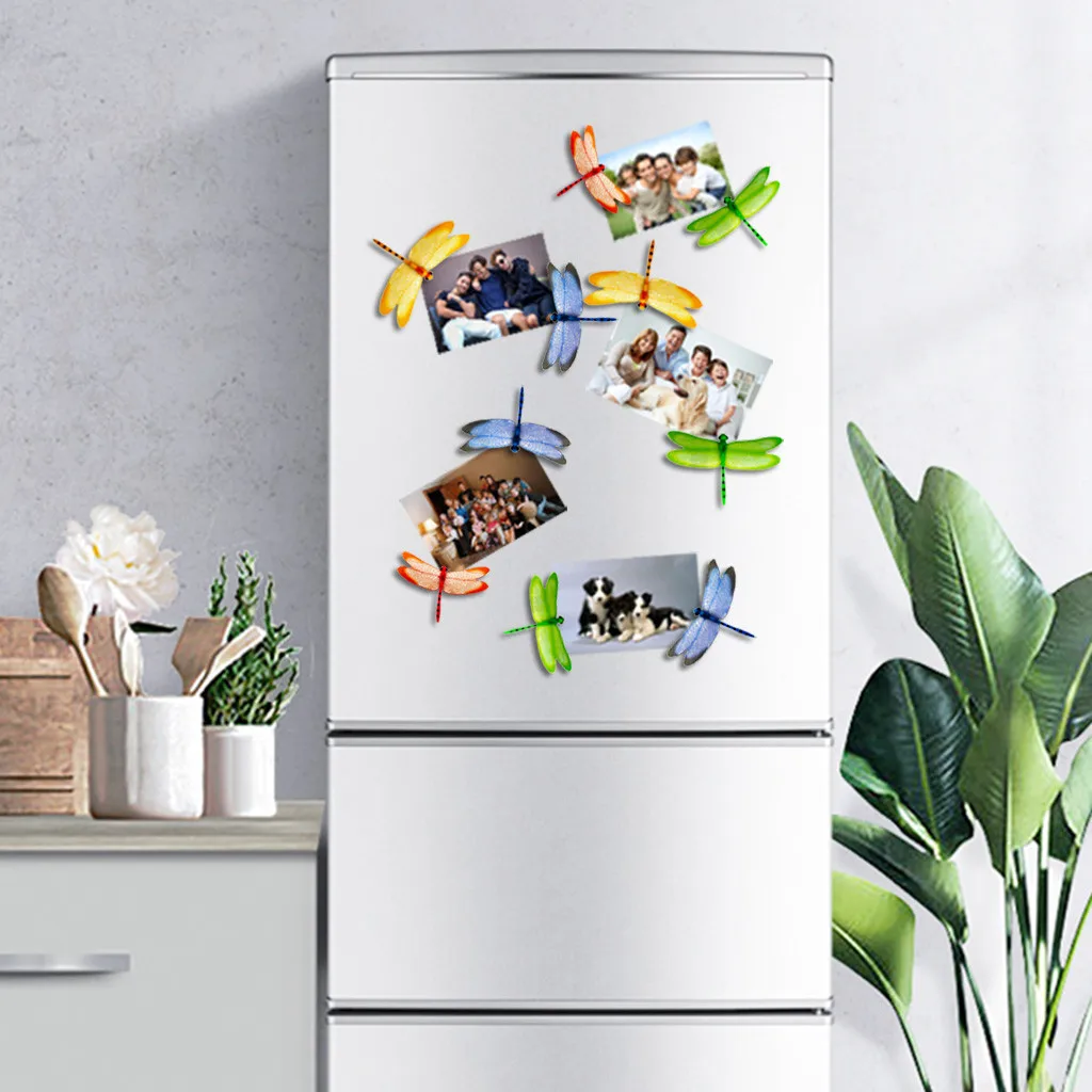 Настенный стикер 4 шт. 3d наклейка в форме стрекозы на холодильник с магнитом 8 5