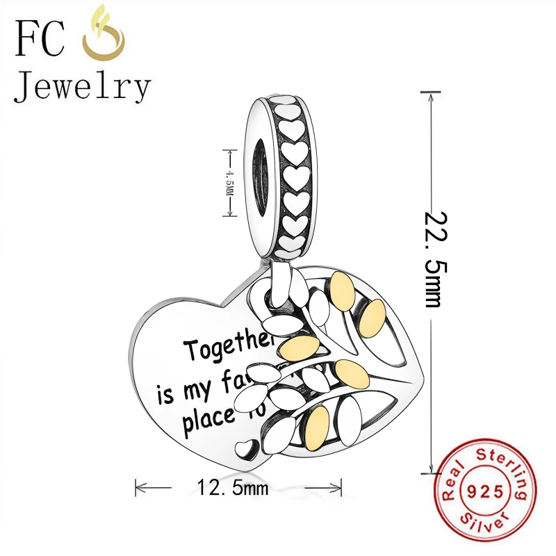 

FC Jewelry Fit Original Charm Bracelet 925 Silver Auntie Tree Of Life With Gold Color Leaf Bead For Women Christmas Berloque DIY