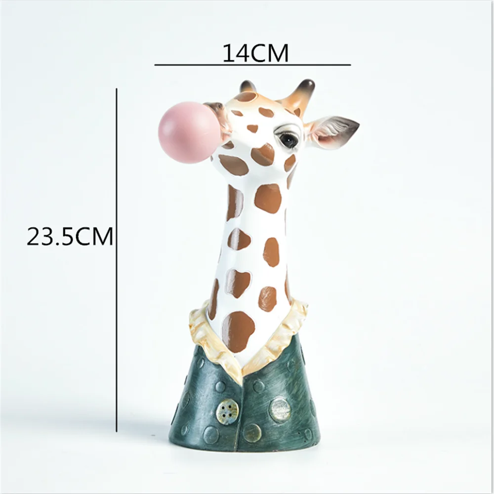 

Resin Cartoon Animal Head Vase Flower Pot Bubble Gum Children's Room Decoration Simulation Animal Creative Crafts Decoration