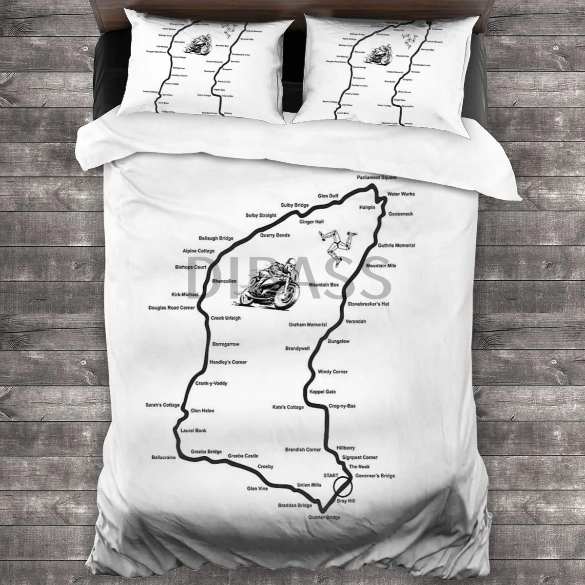 

The Isle Of Man TT Comforter Set with 2 Pillowcases，Soft Microfiber Bedding Set Duvet Cover