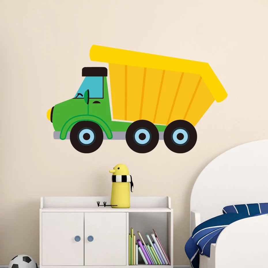 Наклейки на стены с мультяшными автомобилями и грузовиками сделай сам наклейки