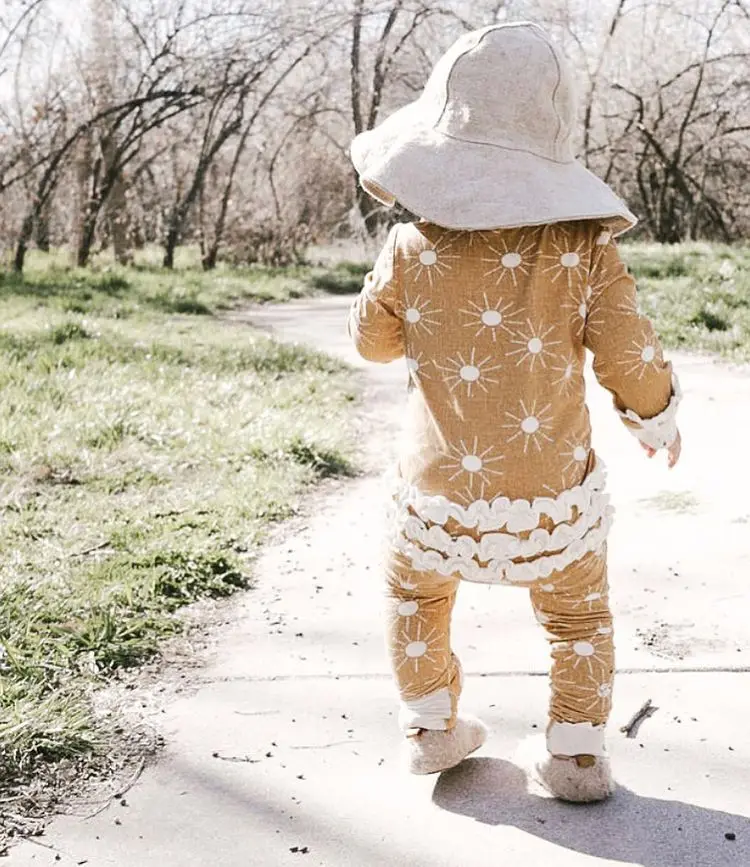 

Осенний Женский Повседневный комбинезон для новорожденных, милый солнцезащитный комбинезон с круглым вырезом и длинным рукавом, комбинезо...