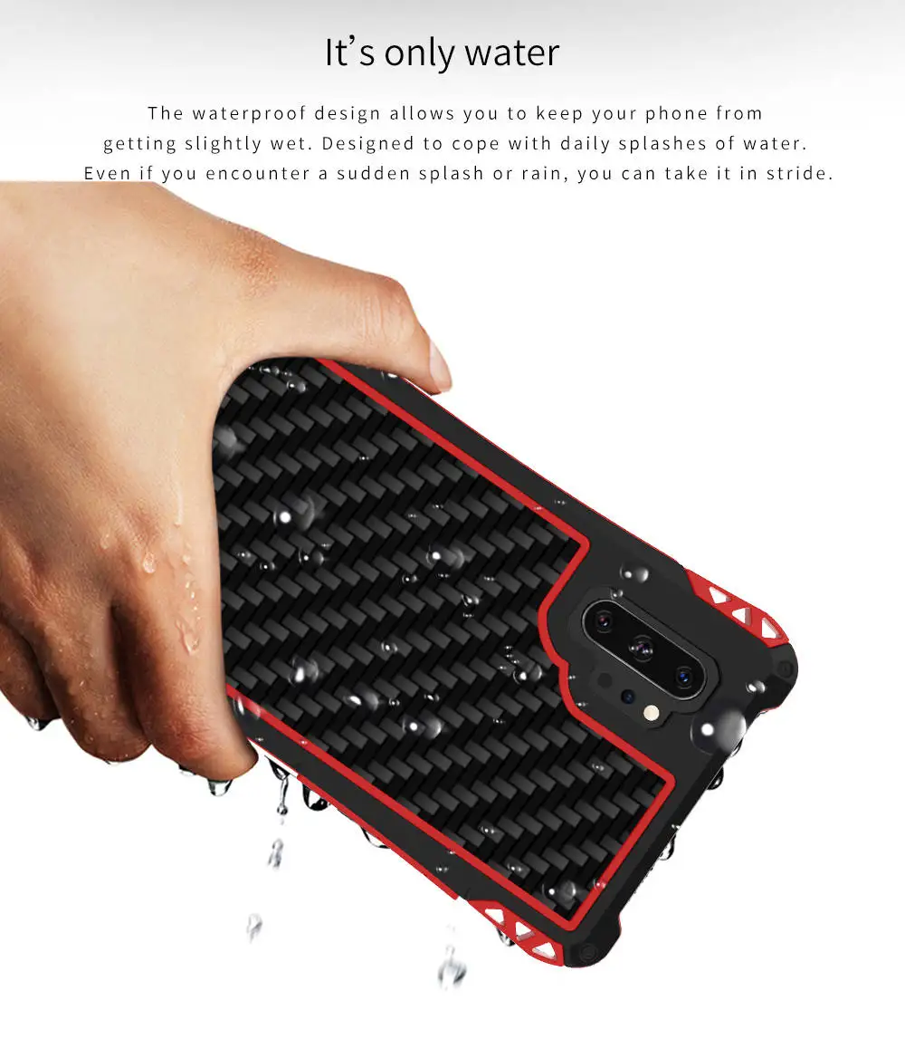 Carbon fiber Tri-proof Waterproof Armor Aluminum Phone Case for Samsung Galaxy Note 10 Plus 9 8 S10 5G S9 S8 S7 Cover |