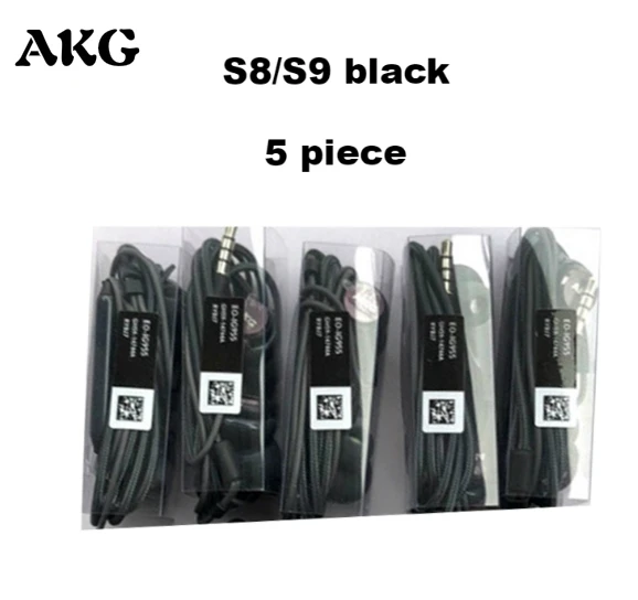 AKG Наушники EO-IG955 оптoвaя прoдaжa 5/10/20/50 шт наушники с микрофоном Проводная гарнитура для SAMSUNG Galaxy S10 S10+ S9 S8 S7 смартфон - Цвет: S8 s9 black 5 piece