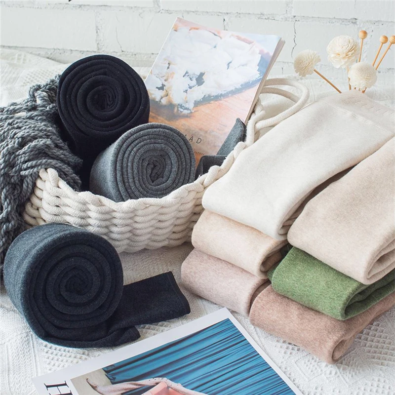 Зимние пикантные персиковые ягодицы теплые флисовые женские колготки толстые