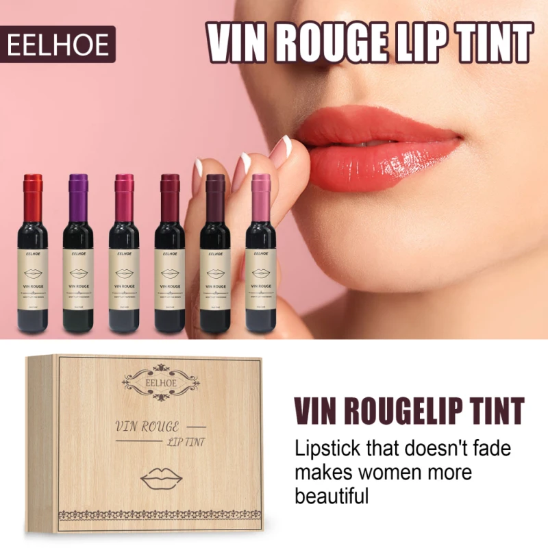 

Wine Lip Gloss Long Lasting Permanent Mini Lipstick Portable Lip Glaze Not Easy To Stick Cup Sexy Red Lip Tint Makeup Cosmetic