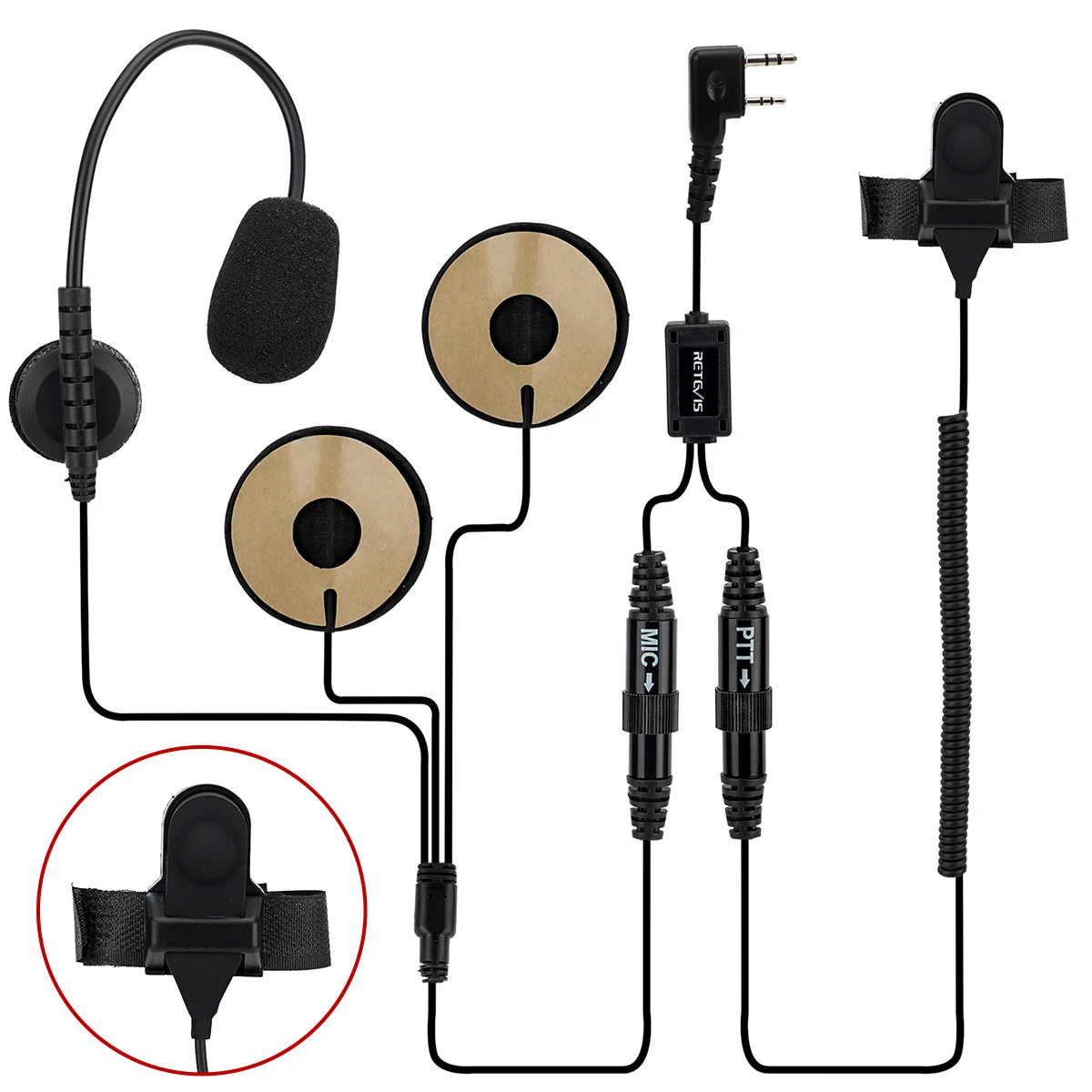 Гарнитура для мотоциклетного шлема 2Pin Finger PTT Dual Speaker Walkie Talkie динамик Baofeng for Quansheng UV