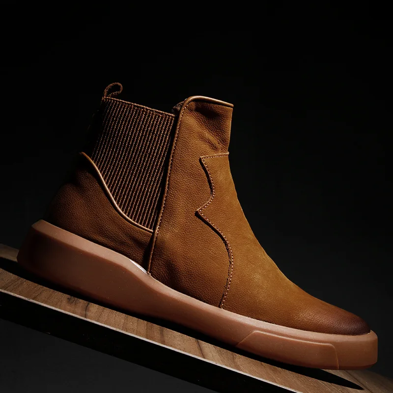 Мужские ботинки челси из натуральной кожи модные брендовые ботильоны коровьей