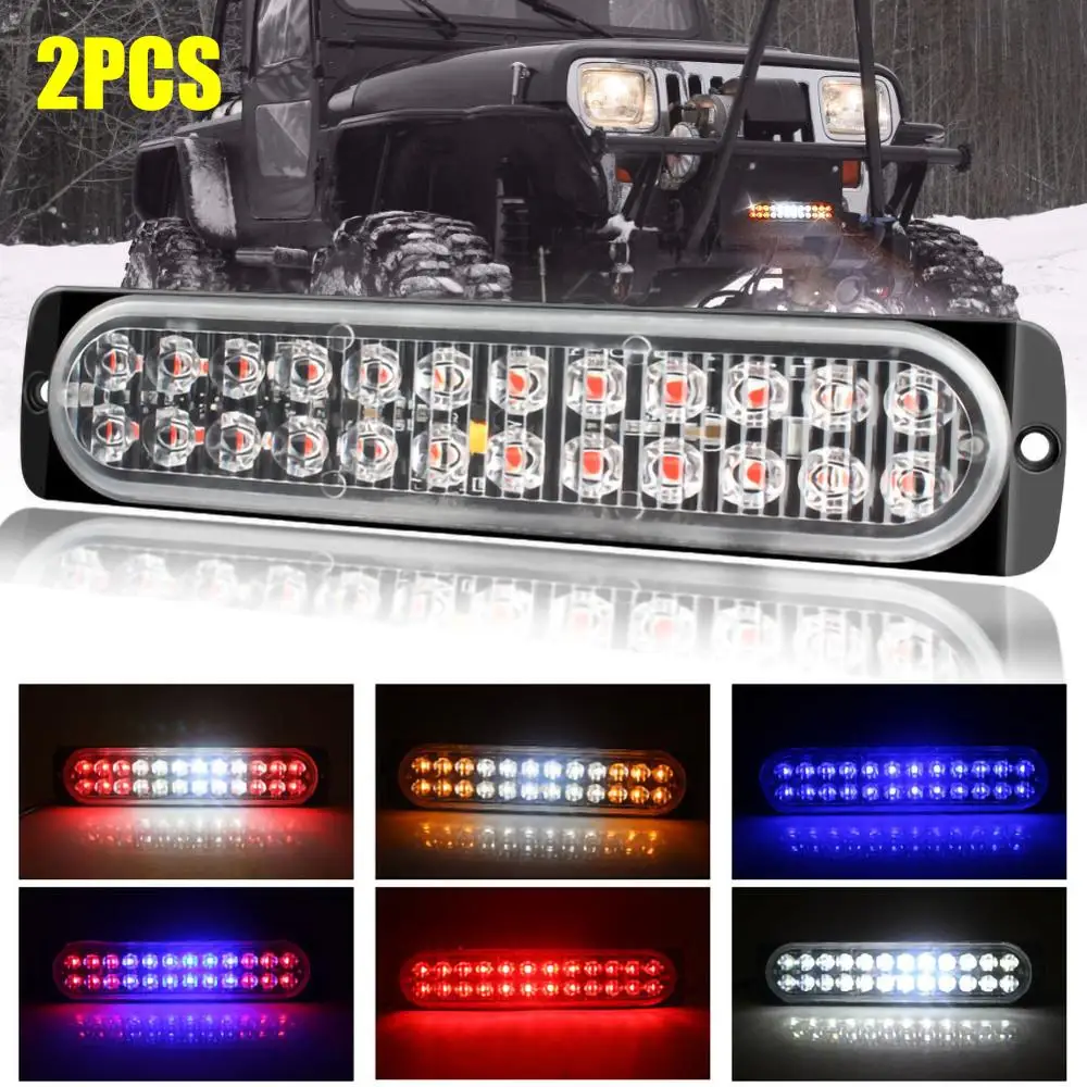 

2PCS Double Row 24LED Car Truck Emergency Warning Hazard Flash Strobe LED Light Bar Double Side Emergency Warning Flash Light