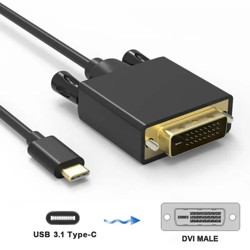 Универсальный USB C к DVI 1 8 м кабель для MacBook Pro Dell XPS 13 15 HP Spectre X360 Surface Book 2 Lenovo Yoga