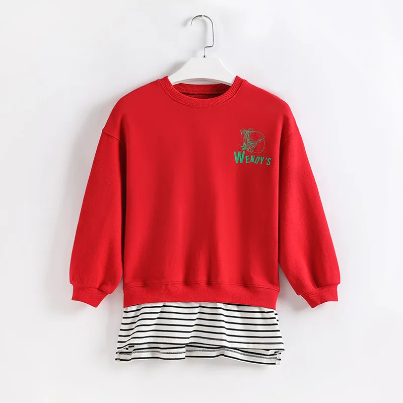 Костюмы для девочек комплекты детей Модные свитшоты в стиле пэчворк пуловеры