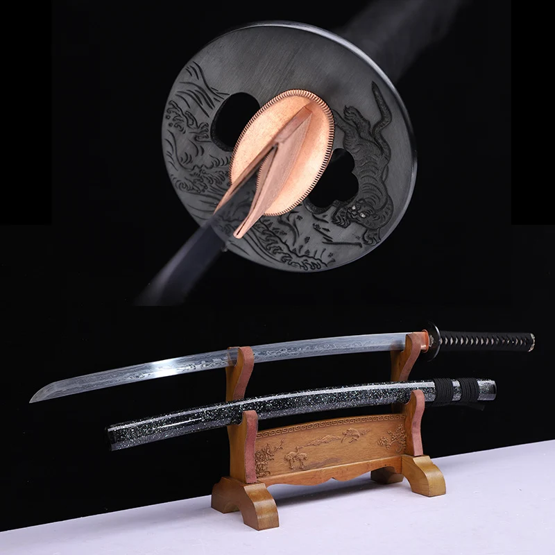 

Japanese Katanas Meteorite Iron Clay Tempered Blade Sanmai Construction Razor Sharp Full Tang Warrior Swords Handmade Catana