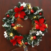 40cm led christmas wreath with artificial pine cones berries and flowers holiday front door hanging decoration for home