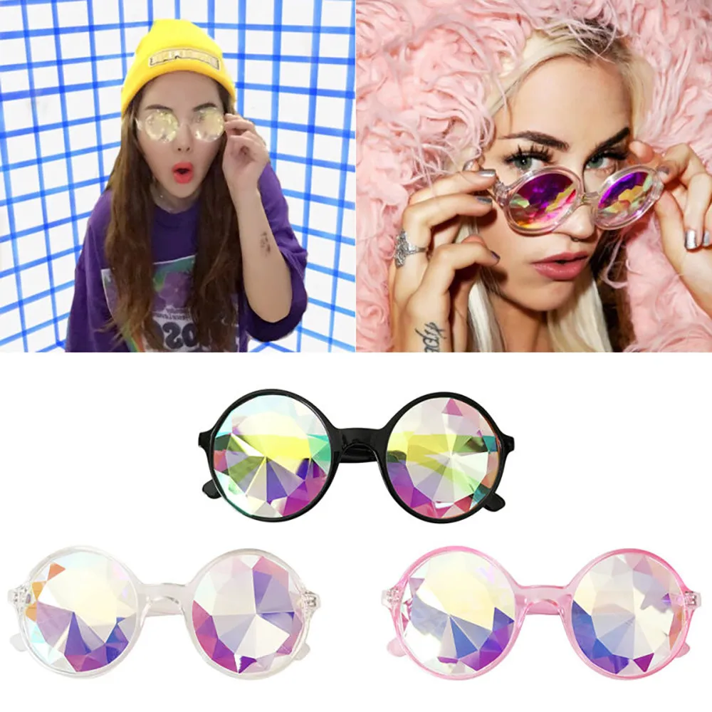 

Fashion Glasses Rave Men Round Kaleidoscope Sunglasses Women Party Psychedelic Prism Diffracted Lens EDM Sunglasses Female #40