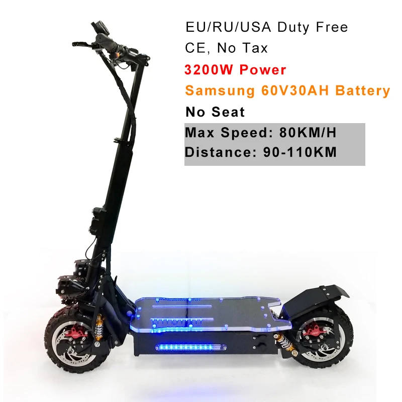 3200W SAM30A NO seat Стиль samsung 60 в 3200 Вт 1" мощный Электрический скутер 26Ah 30Ah 80 км/ч складной электрический скутер для взрослых Ebike E скутер CE - Color: 3200W SAM30A NO seat