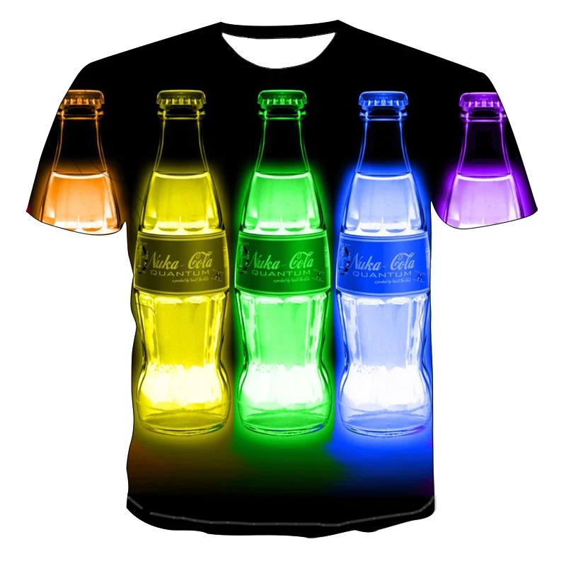 

2021 summer latest 3D printing men's cool beer poker t-shirt men's and women's short sleeve funny summer T-shirt