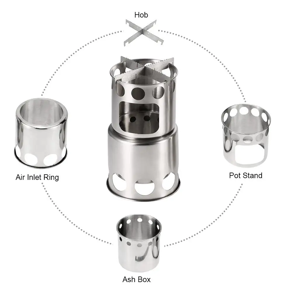 

Portable Stainless Steel Camping Stove Burning Stove Cooking Pot Set Outdoor Hiking travel Backpacking Picnic Cookware Tableware