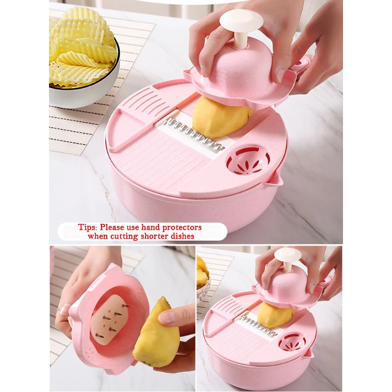 Кухонные инструменты 9 в 1 овощерезка с дренажной корзиной многофункциональная