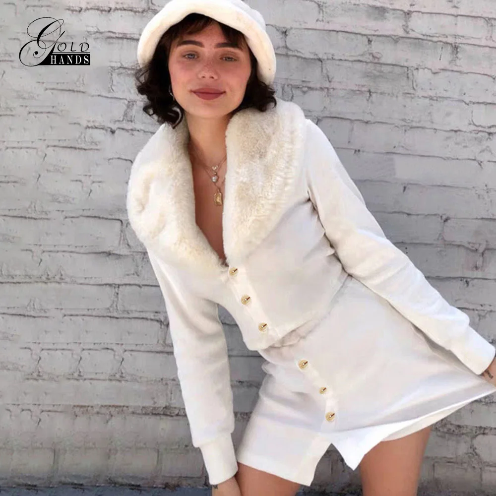 Золотые руки 2019 осень белая юбка Набор Элегантный женский костюм из двух частей
