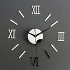 3D зеркальные римские цифры настенные часы наклейки Элегантные DIY цифровые настенные часы для домашнего искусства гостиной офисные украшения часы
