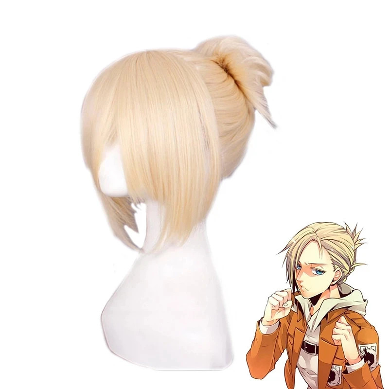 Парик для косплея Энни леонхарт из аниме Атака Титанов блонд искусственные