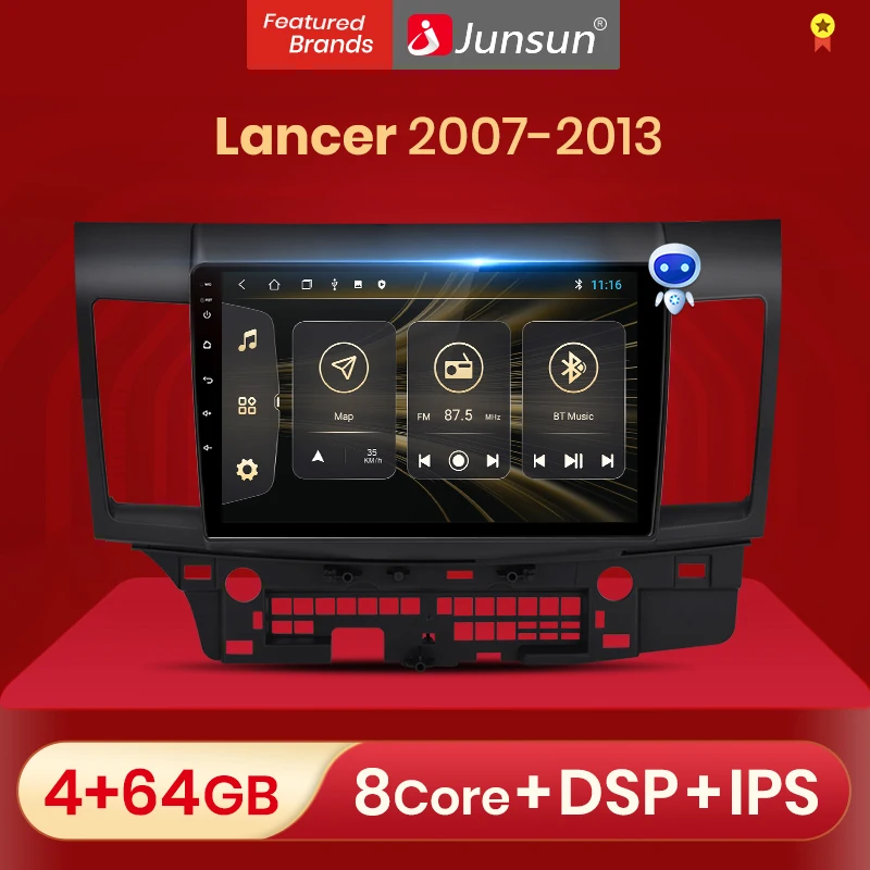 Автомагнитола Junsun с экраном мультимедийный видеоплеер на Android для Mitsubishi Lancer 2007 2013