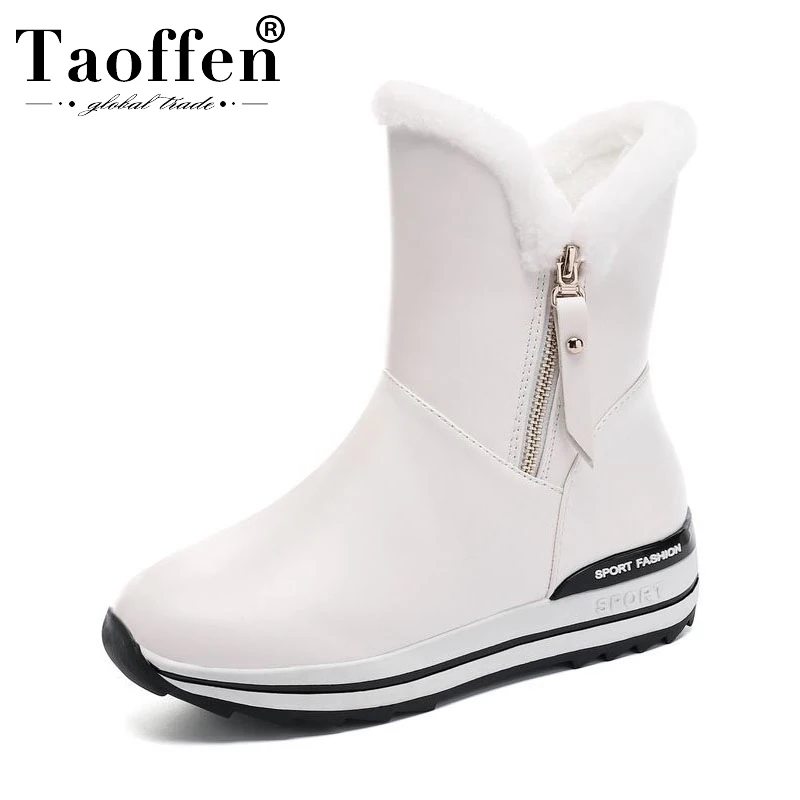 Женские теплые плюшевые ботильоны Taoffen повседневные Зимние полусапожки размеров