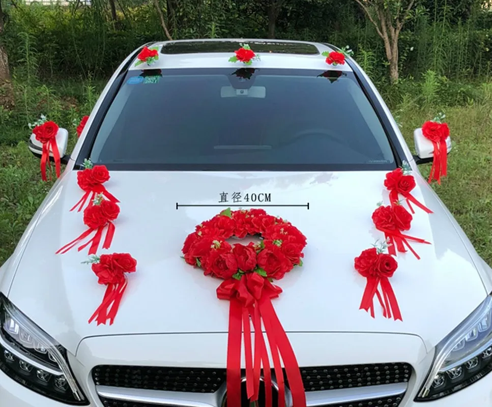 Red-5 Новинка! Свадебный автомобиль Искусственные цветы украшения в форме искусственных цветов, имитация шелковые цветы для свадьбы крафт Свадебный центр цветы - Цвет: Red-5