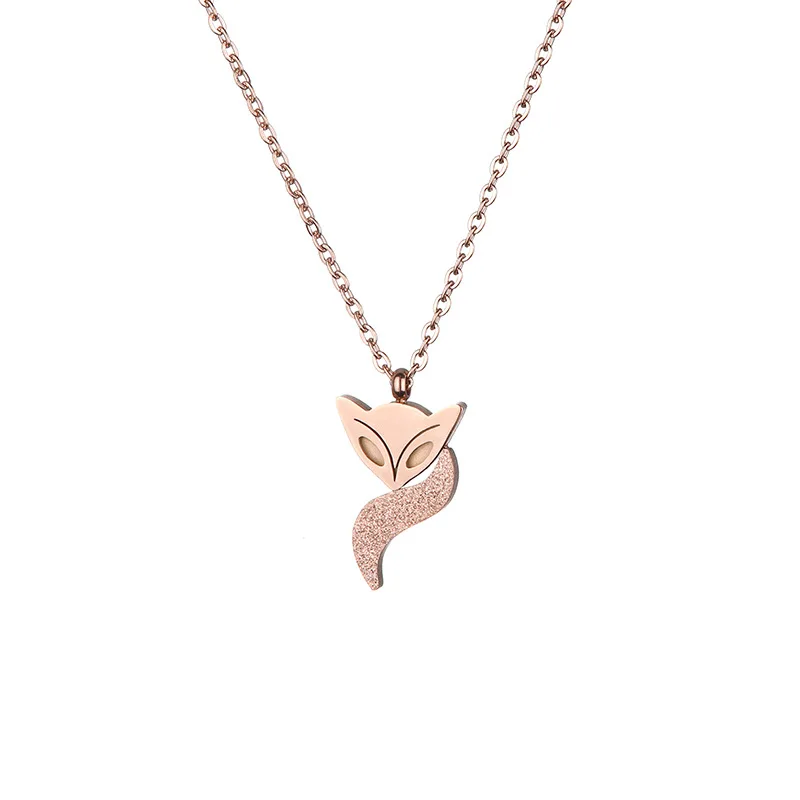 

XUFAN Stainless Steel Fox Pendant Necklace Trendy Animal Choker Chain Rose Gold Color Necklaces for Women Jewelry Christmas Gift